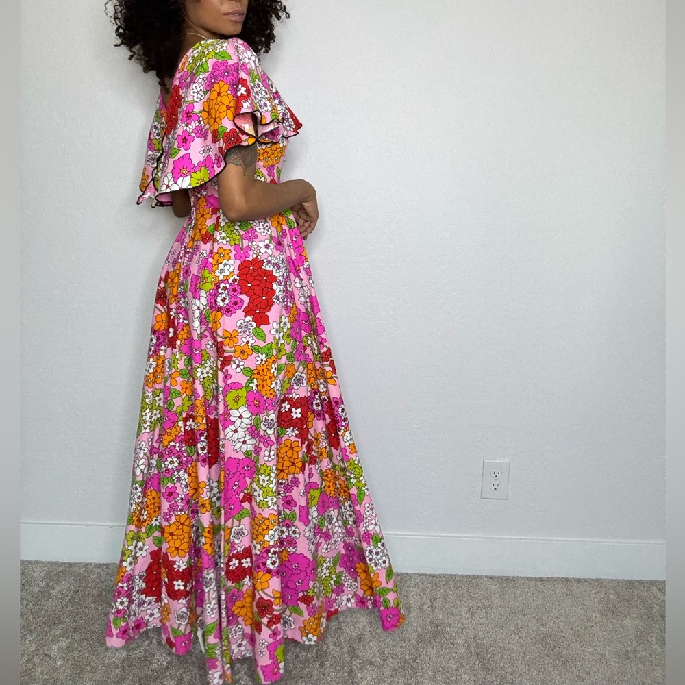 70's Vintage Neon Paisley Party Dress - Picture 5 of 14